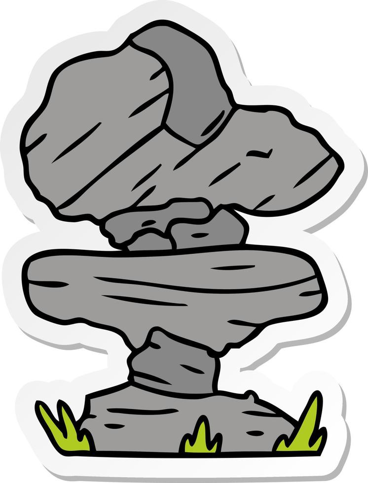 sticker cartoon doodle of grey stone boulders vector