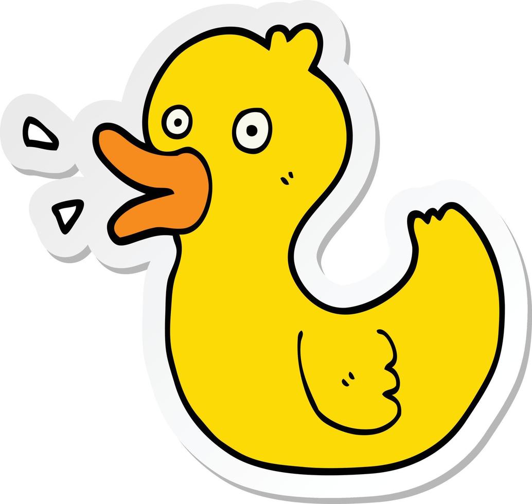 sticker of a cartoon quacking duck vector