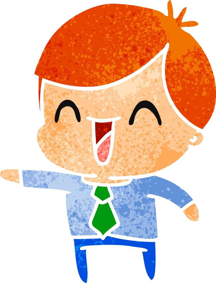 dibujos animados retro del hombre kawaii en traje vector