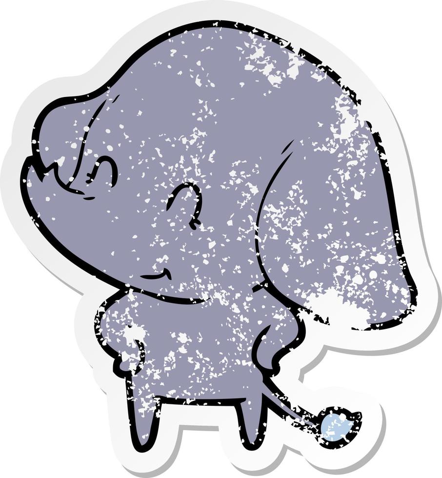 distressed sticker of a cute cartoon elephant vector