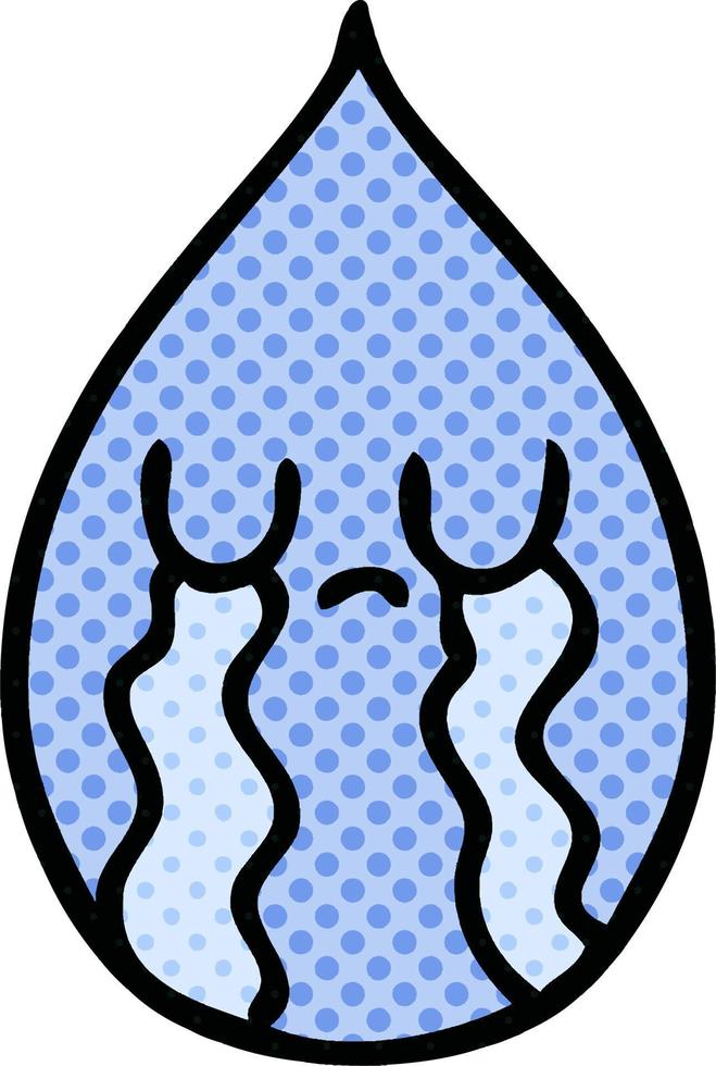 quirky comic book style cartoon emotional rain drop vector