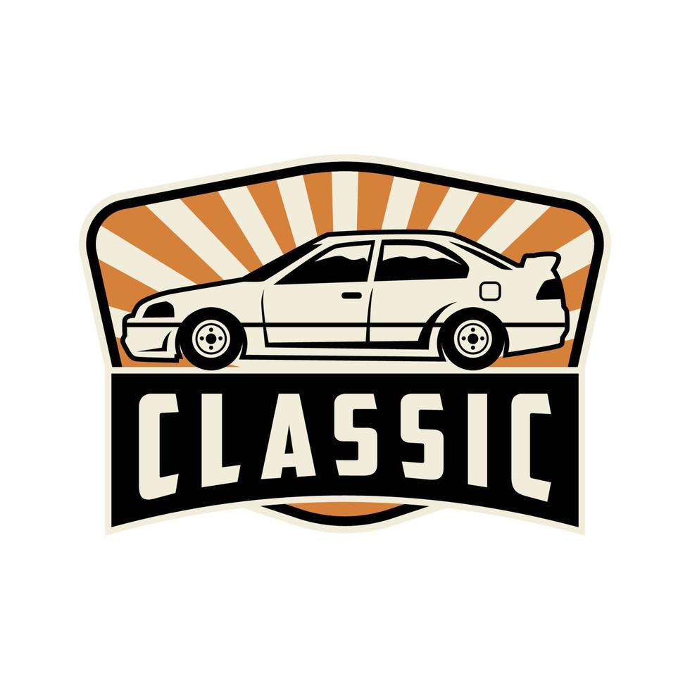 illustration classic car logo template Vector