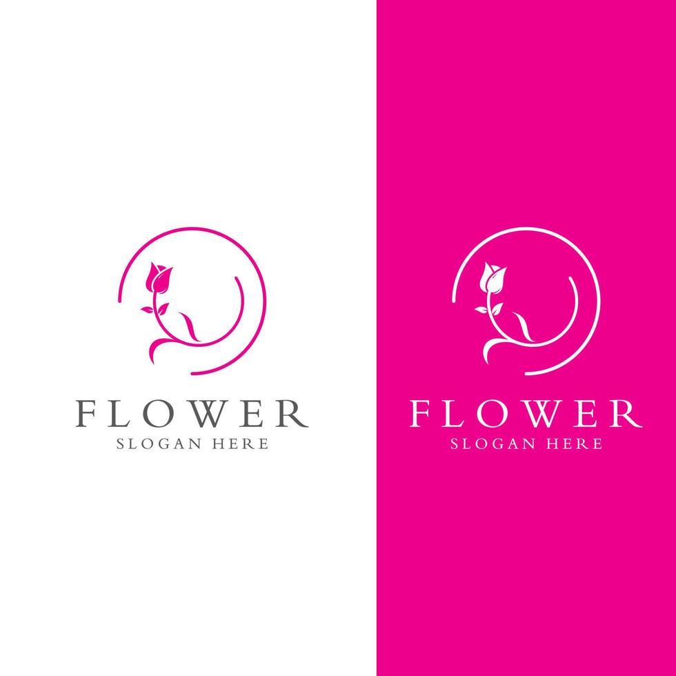 logotipos de flores, rosas, flores de loto y otros tipos de flores. utilizando el concepto de diseño de una plantilla de ilustración vectorial. vector