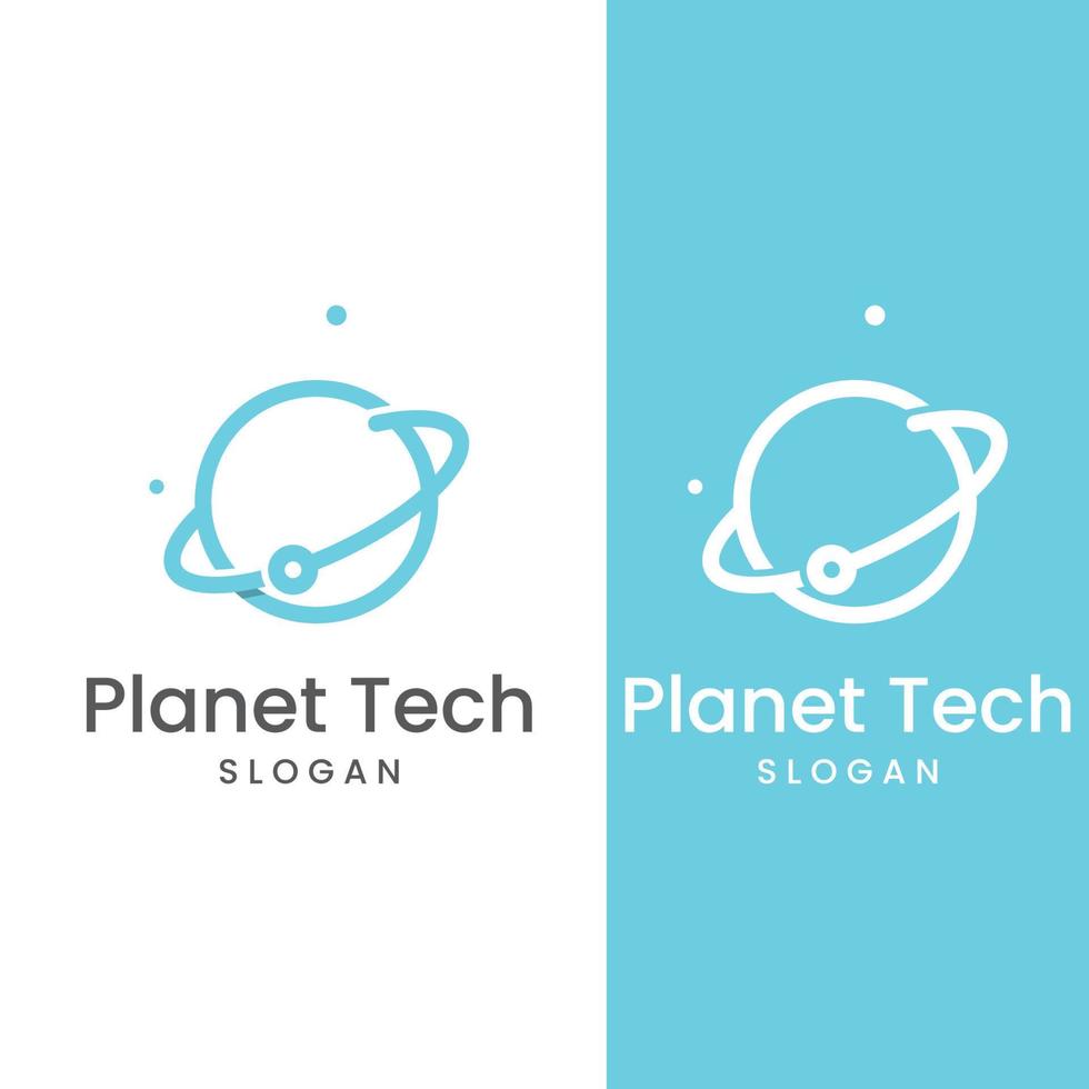 Modern digital tech world logo, global or tech planet, and digital tech protection. Logo with concept vector illustration template.
