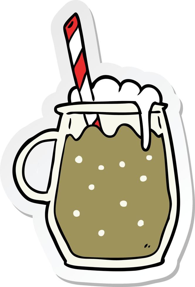 sticker of a cartoon root beer vector