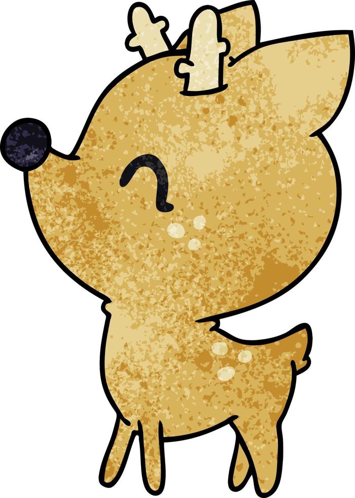 textured cartoon of  kawaii cute deer vector