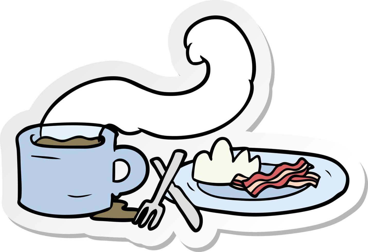 sticker of a cartoon breakfast vector