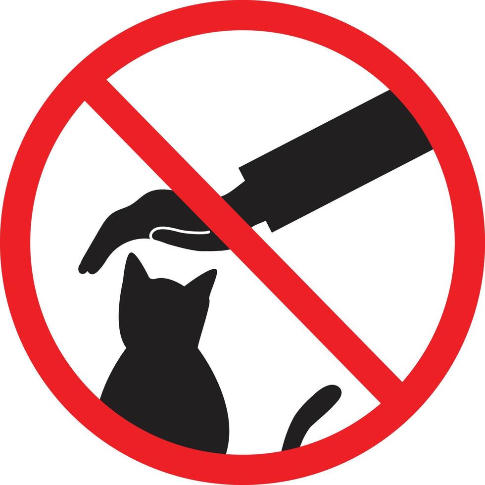 Do not touch the cat sign on white background. Symbol of prohibition with animal. flat style. vector