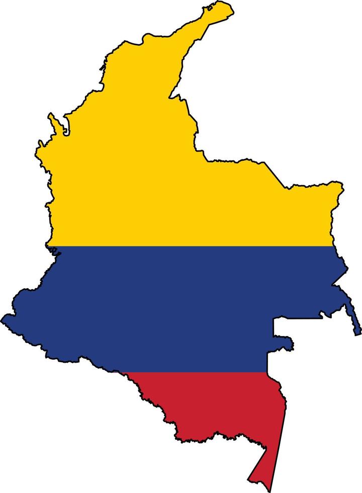 Colombia flag blowing in the wind in Colombia map shape. Flag and map of Colombia. flat style. vector