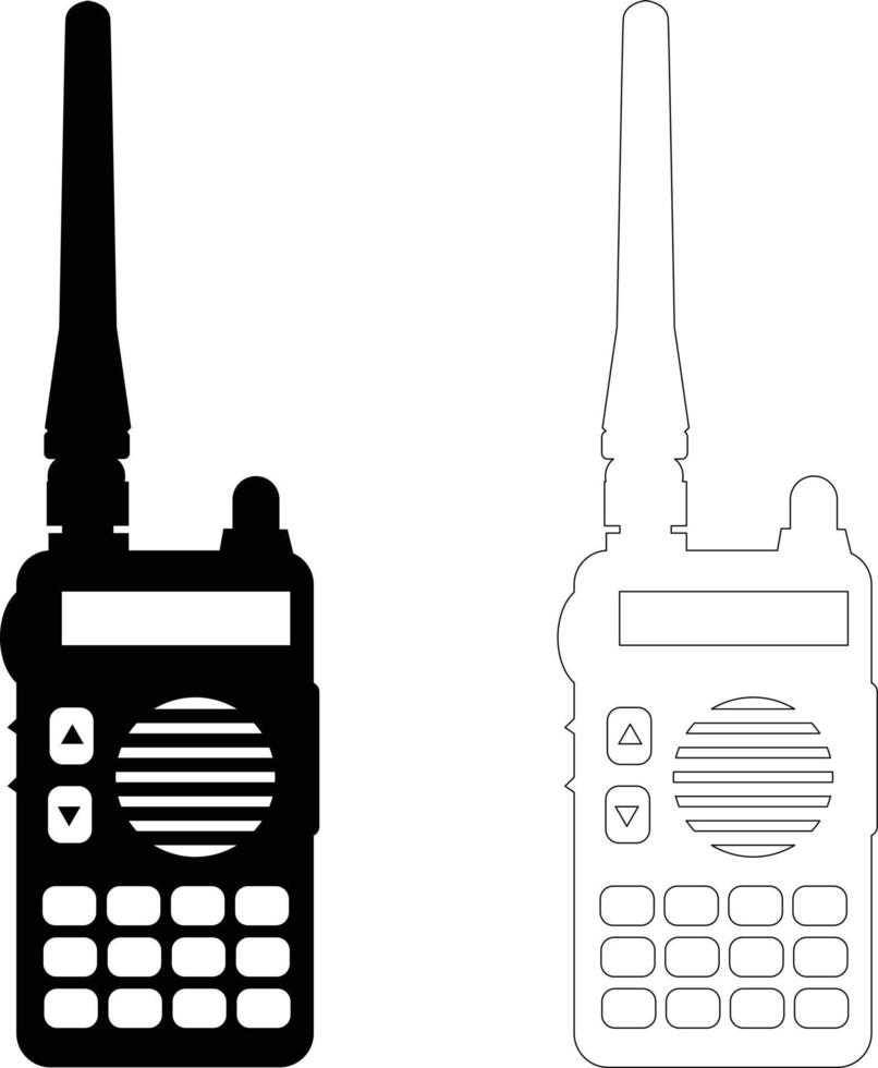 icono de walkie talkie sobre fondo blanco. señal de dispositivo de comunicación portátil. transceptor de radio símbolo de radio de dos vías. estilo plano vector