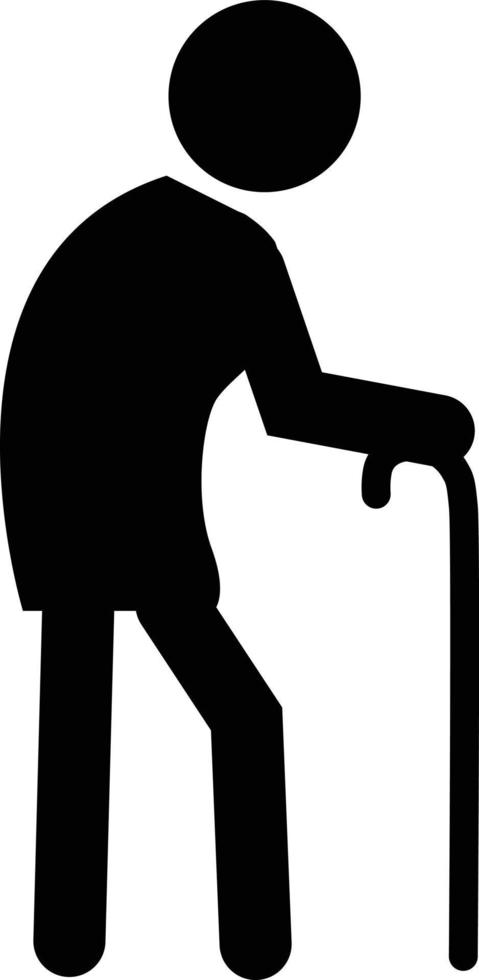 old man on white background. Elder sign. Old people walk symbol. flat style. vector