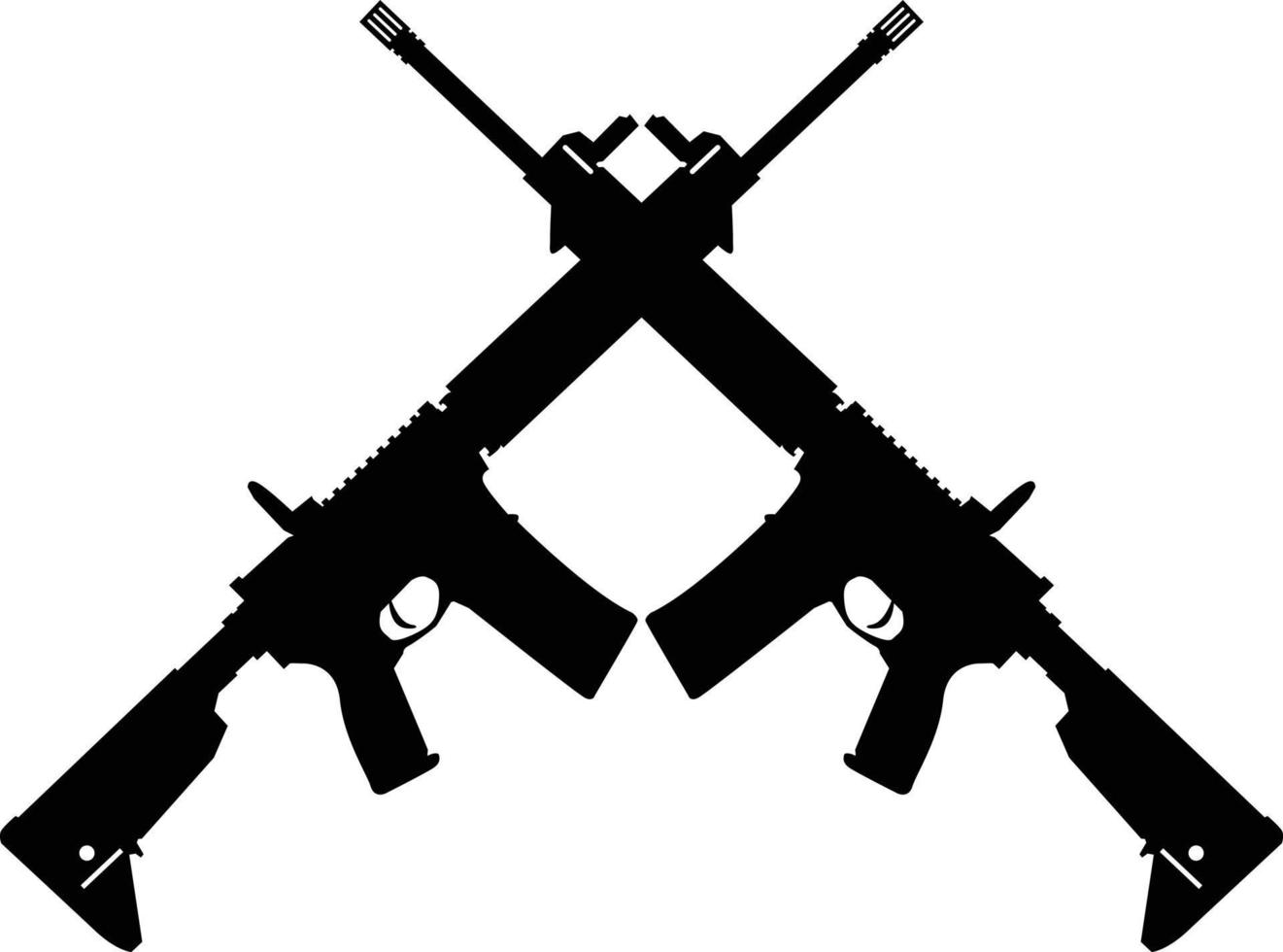 crossed assault rifles on white background. crossed silhouette AK47 assault riffle symbol. two crossed an assault rifle sign. flat style. vector
