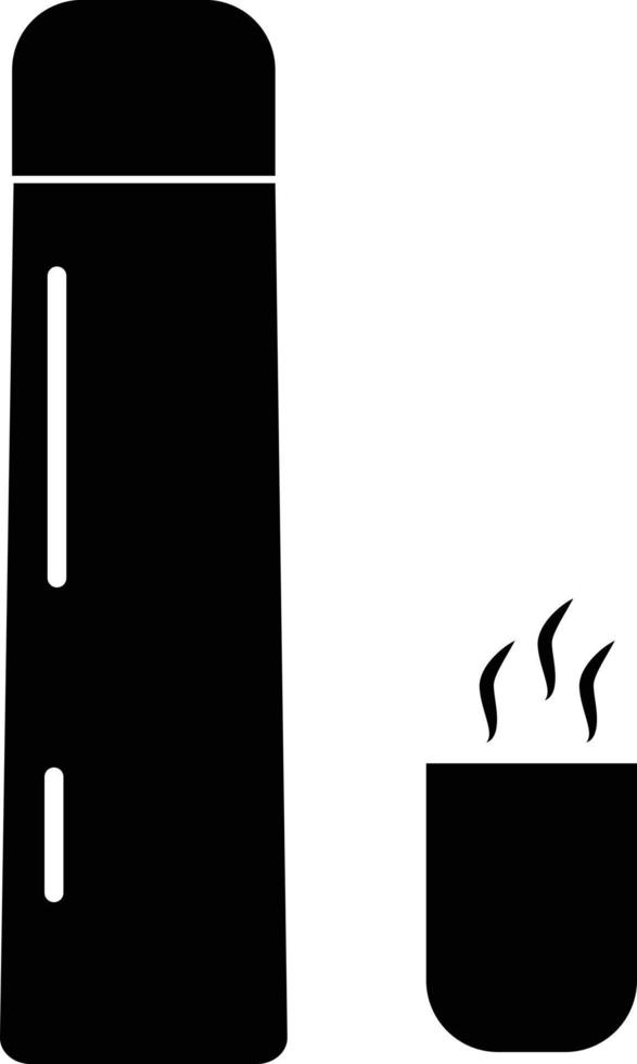 Thermos and cup with hot drink on white background. Thermos bottle sign. flat style. vector