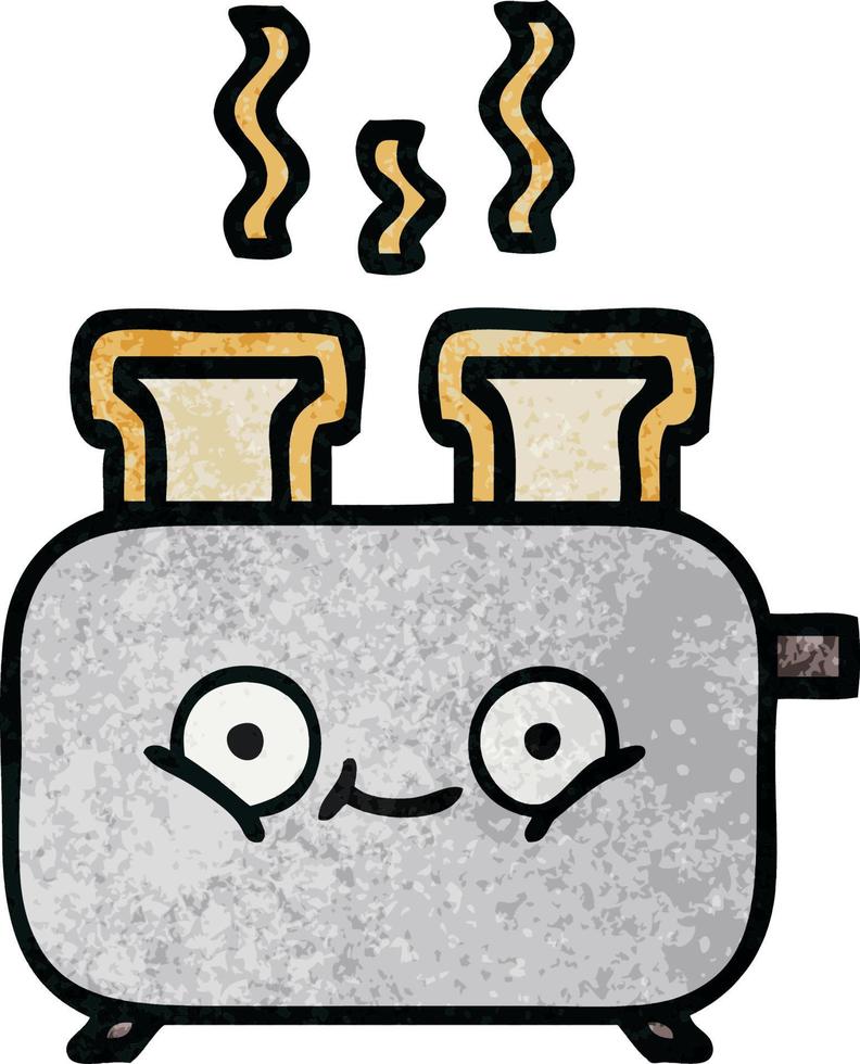 retro grunge texture cartoon of a toaster vector