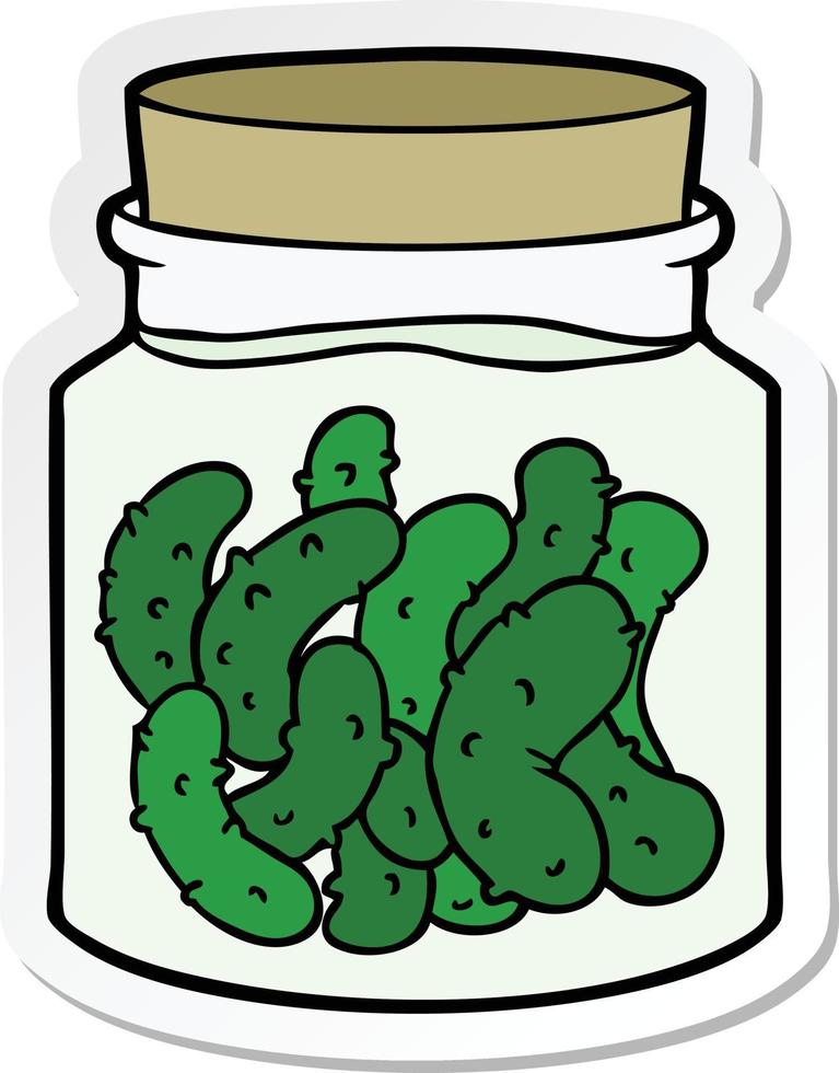 sticker of a cartoon pickled gherkins vector