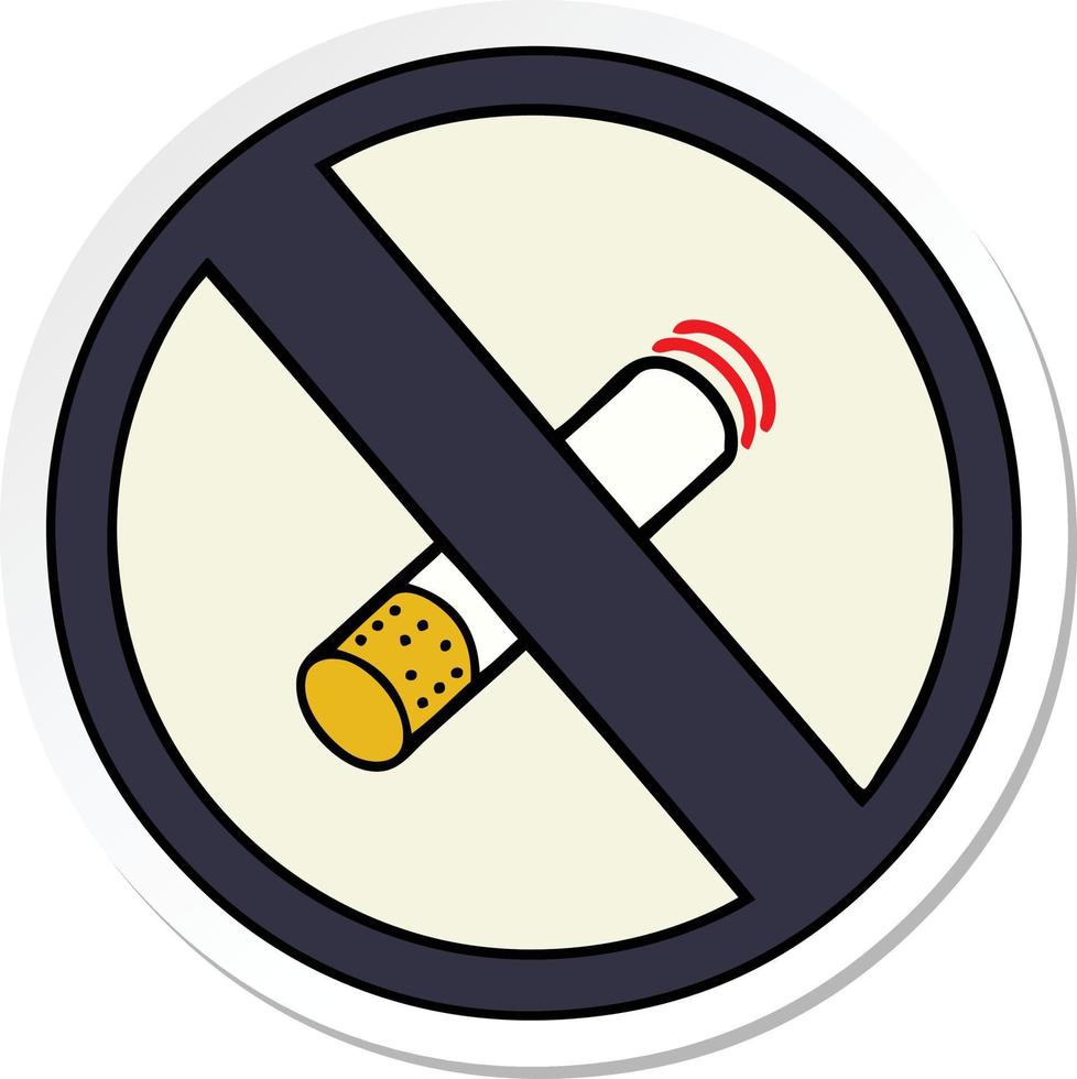 sticker of a cute cartoon no smoking allowed sign vector