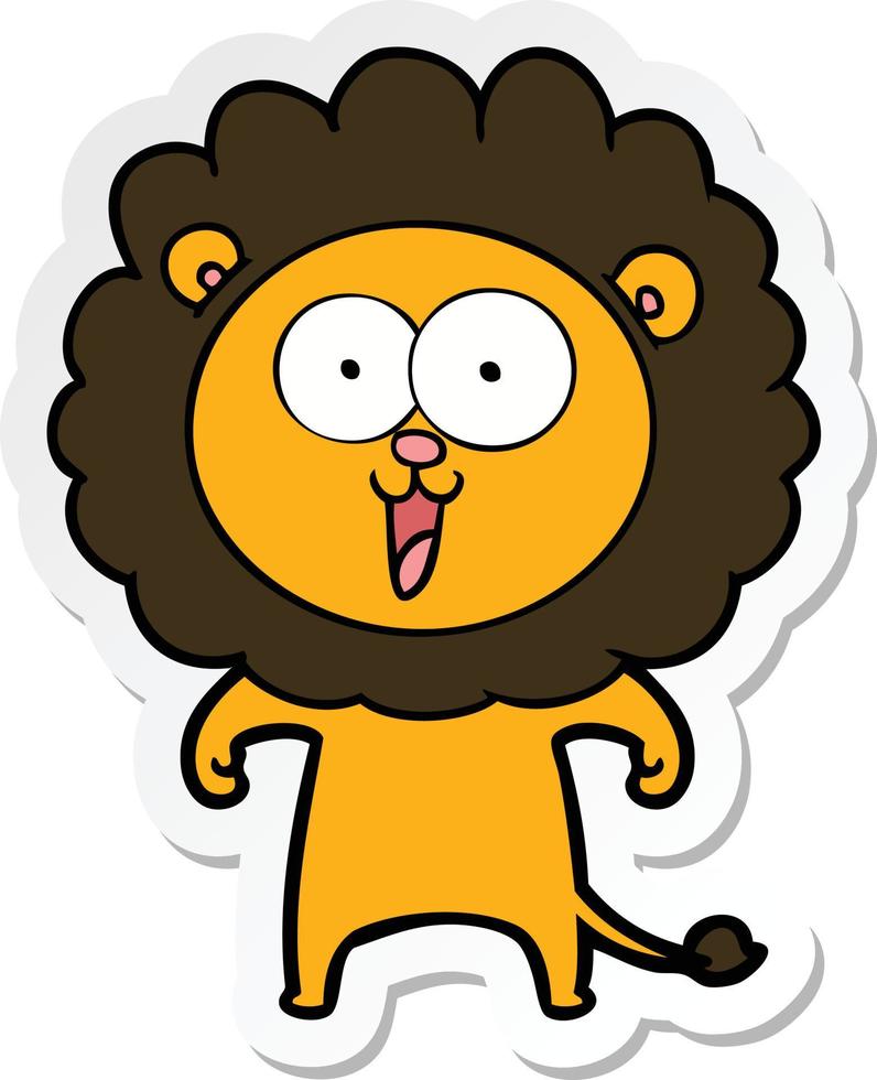 sticker of a happy cartoon lion vector