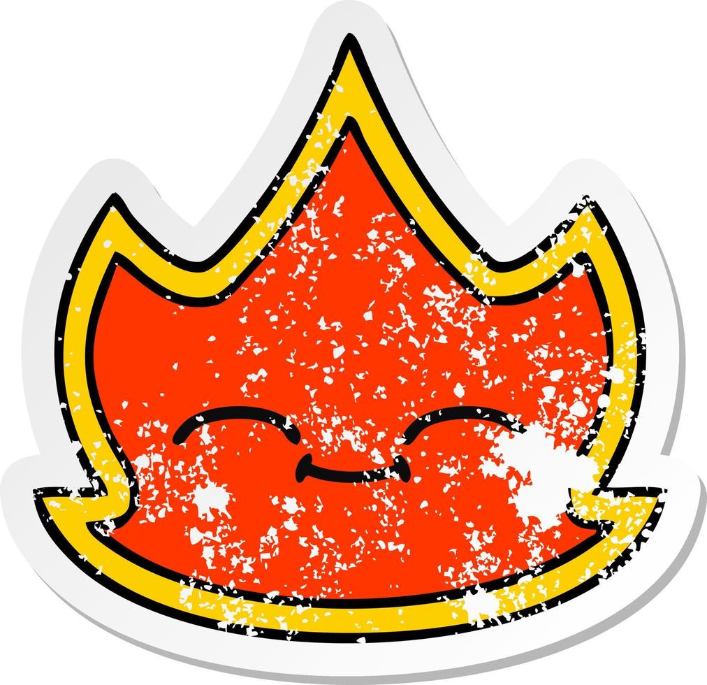 distressed sticker of a cute cartoon fire vector
