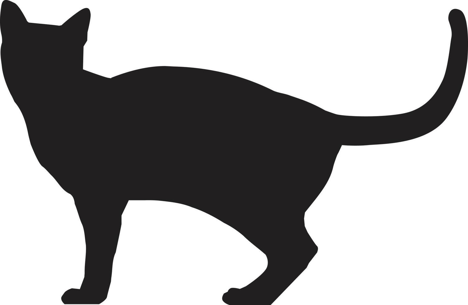 cats silhouettes on a white background. cat standing sign. flat style. vector