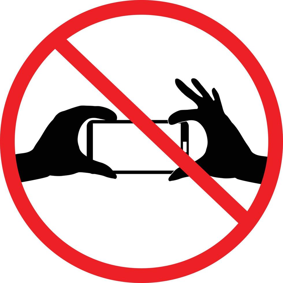 No Selfie on white background. Do not record video sign. Do not take photos symbol. flat style. vector