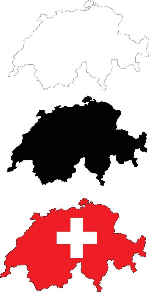 bandera suiza y mapa sobre fondo blanco. signo de mapa de suiza. estilo plano vector