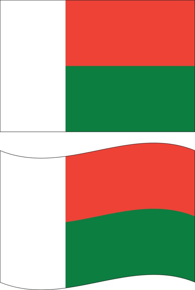 Madagascar waving flag on white background. Flag of Madagascar. flat style. vector