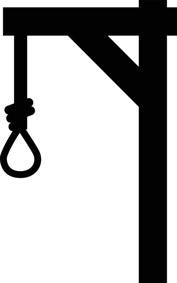 gallows glyph on white background. hang and knot sign. rope symbol. flat style. vector