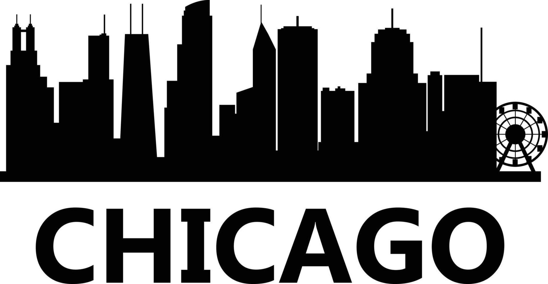 Chicago skyline cityscape on white background. Chicago city skyline horizontal. Chicago city, USA silhouette. flat style. vector