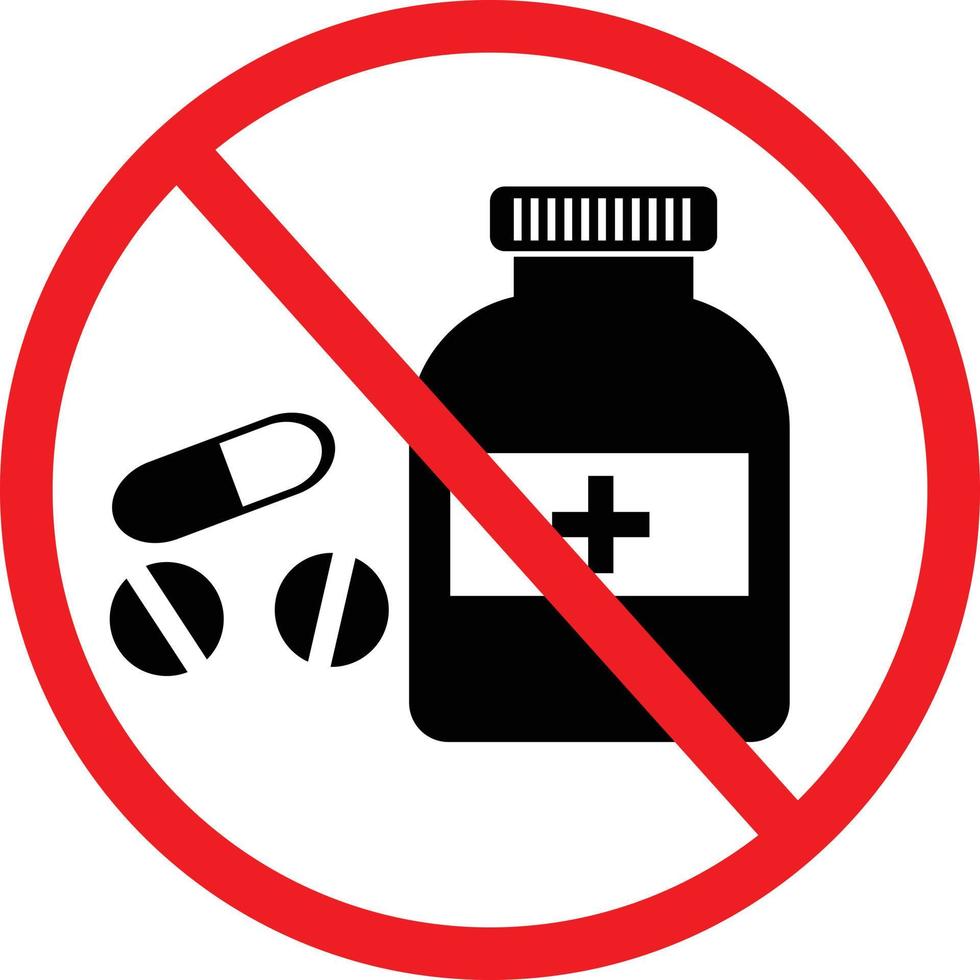 no medicine or drugs icon on white background. no pills sign. flat style. vector