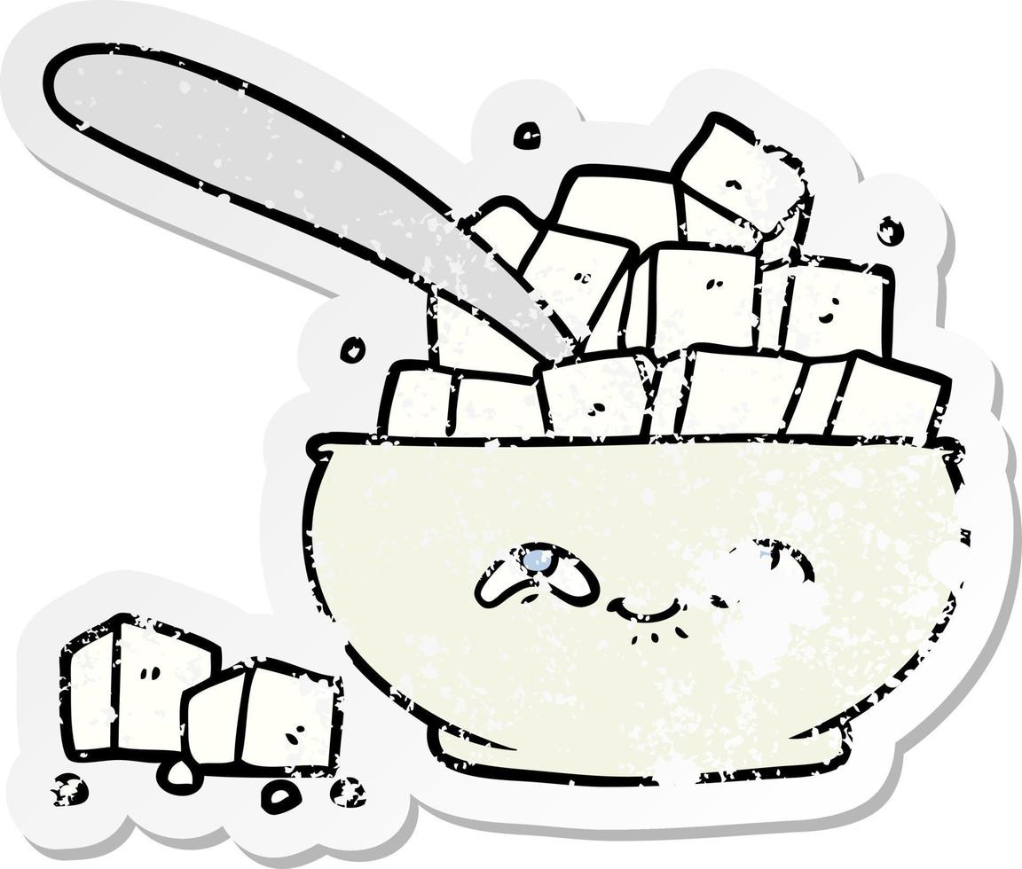 distressed sticker of a cartoon sugar bowl vector