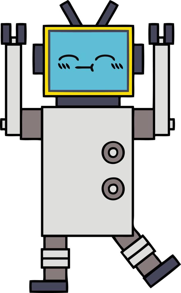 cute cartoon happy robot vector