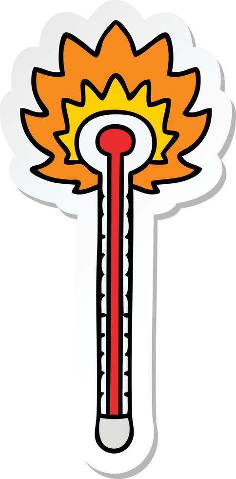 sticker of a quirky hand drawn cartoon hot thermometer vector