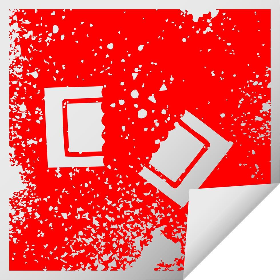 distressed square peeling sticker symbol cinema ticket vector