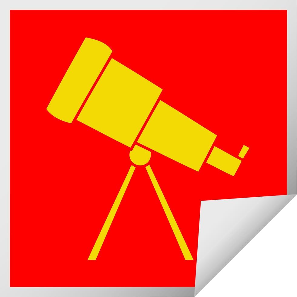 square peeling sticker cartoon telescope vector
