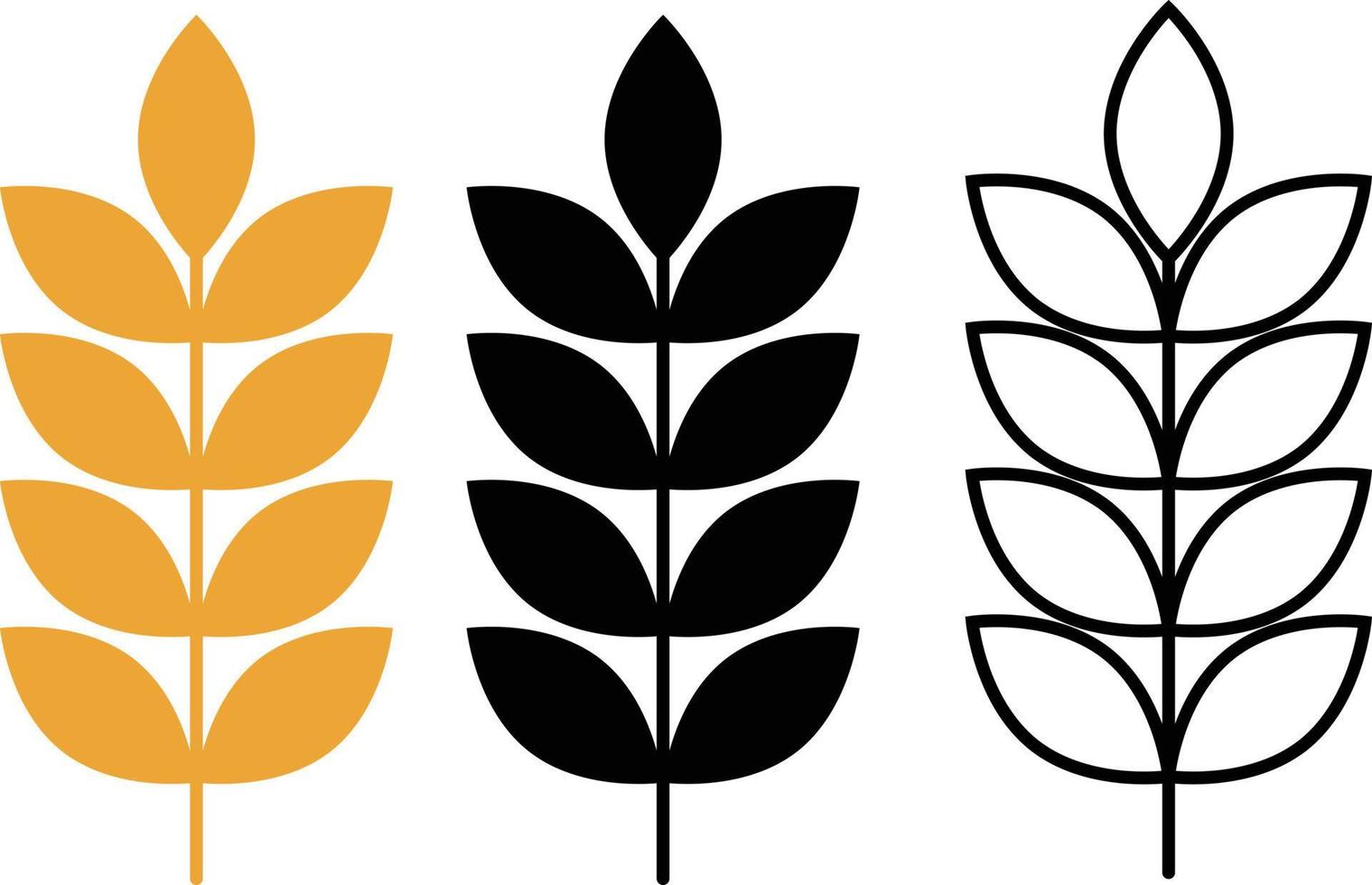 farm wheat ears icon on white background. wheat ears sign. leaves symbol. flat style. vector