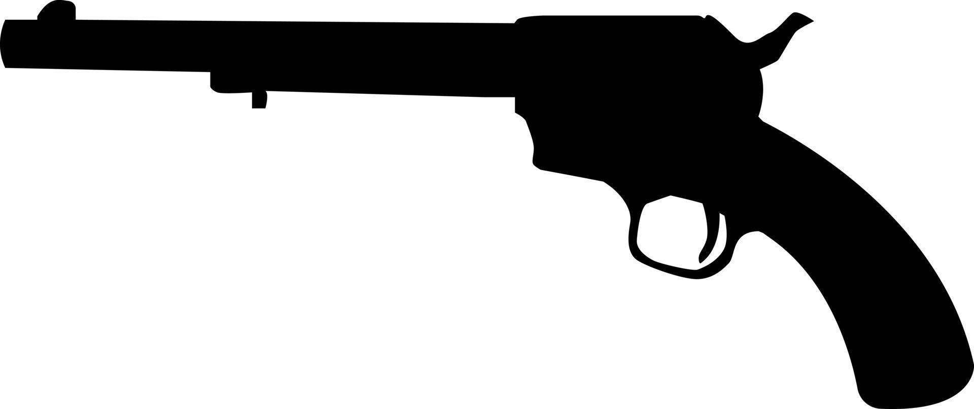 icono de revólver de pistola sobre fondo blanco. signo de pistola occidental. silueta de pistola vintage. estilo plano vector