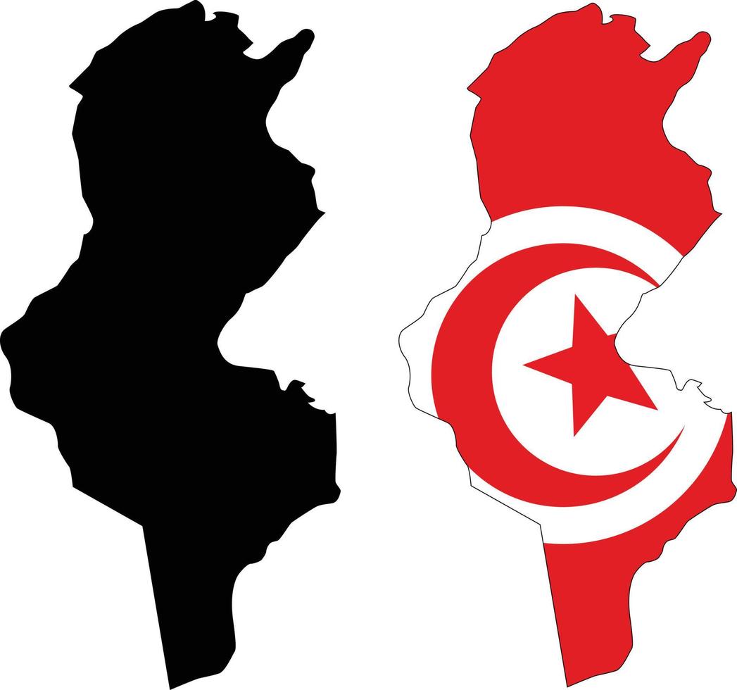 Map of Tunisia on white background. map and flag of Tunisia. flat style. vector