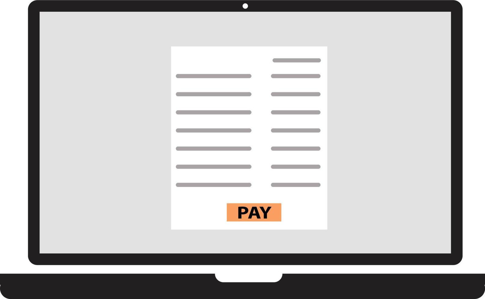 online invoice on the laptop screen sign. online payment service. symbol. flay style. vector