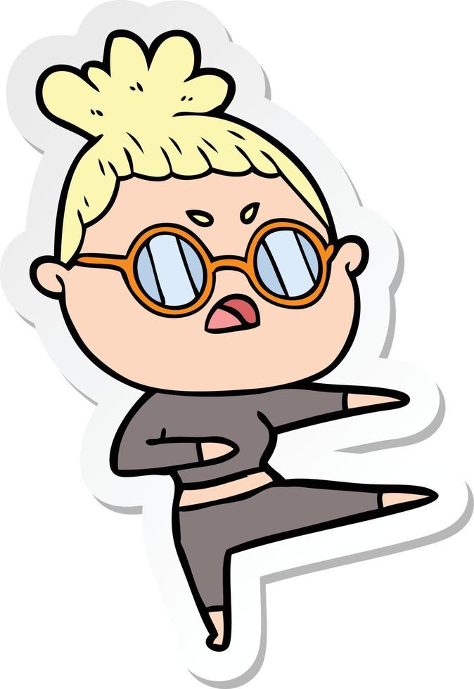 sticker of a cartoon annoyed woman vector