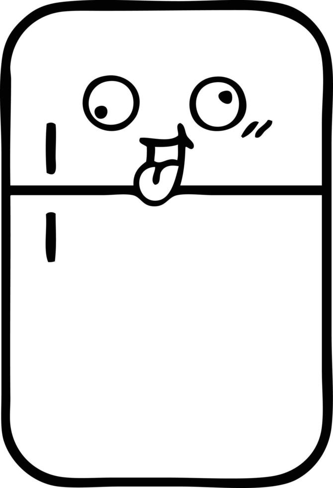 line drawing cartoon fridge freezer vector