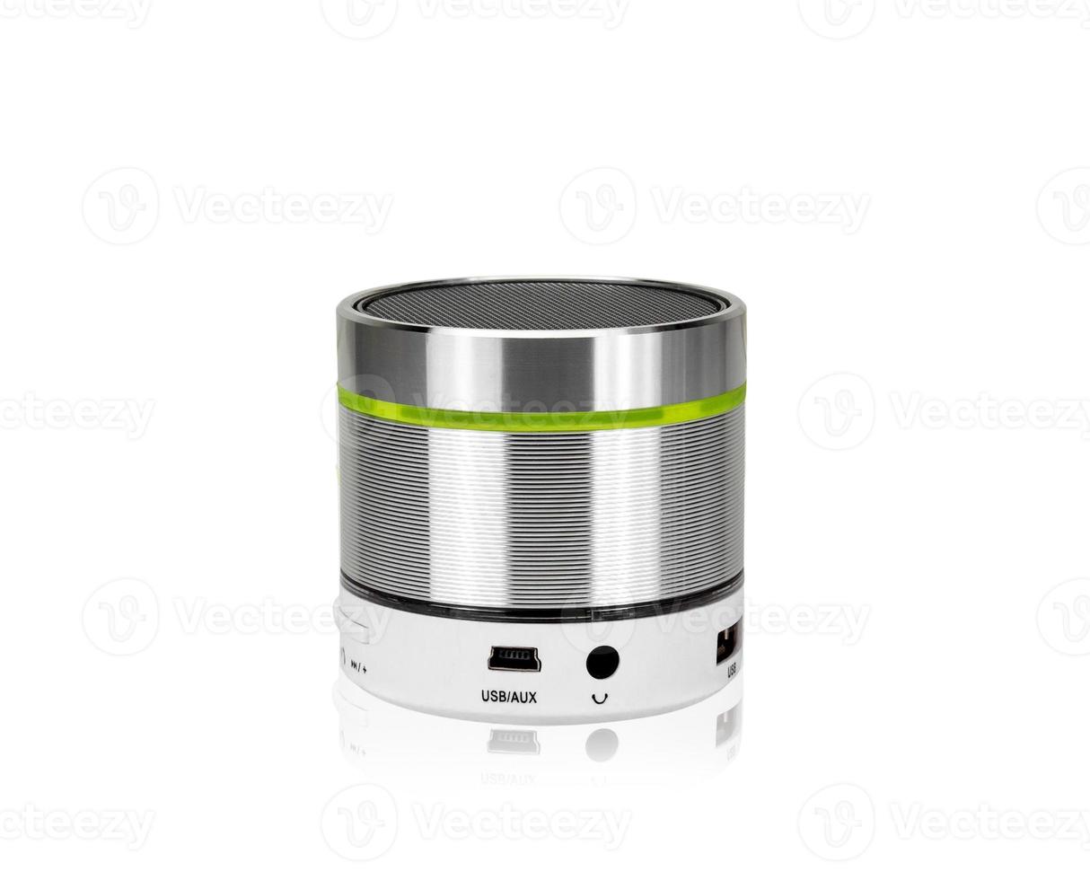 silver bluetooth speaker isolated on white background,clipping path photo