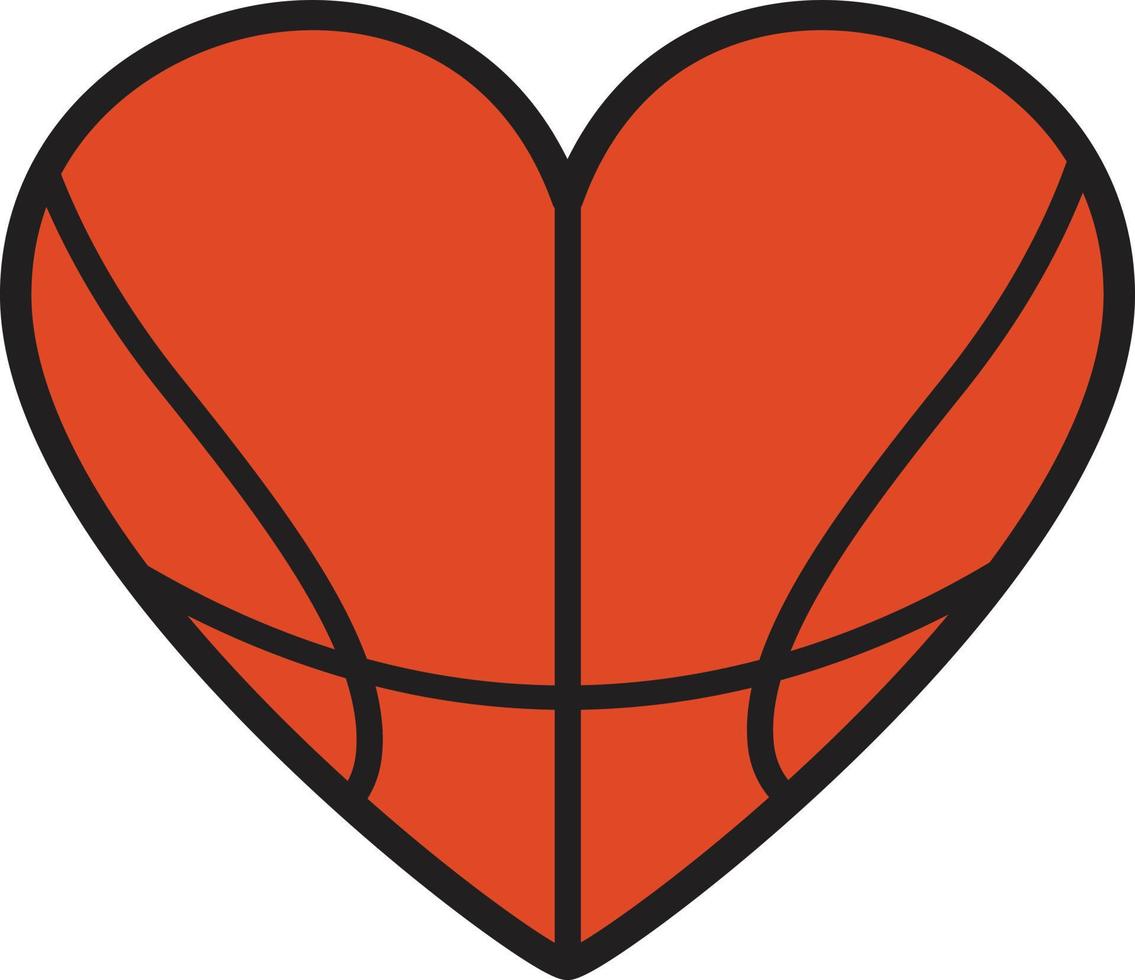 Baloncesto corazón amor bola logo icono sobre fondo blanco. pelota de baloncesto con forma de corazón. estilo plano vector