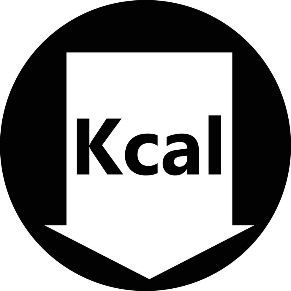 reducción de calorías sobre fondo blanco. símbolo de reducción de kcal. signo gráfico bajo en kilocalorías. estilo plano vector