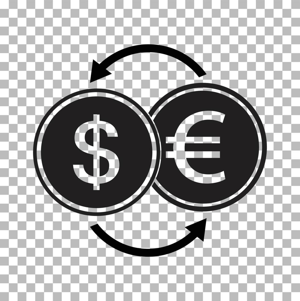 money exchange icon on transparent background. currency exchange sign. flat style. vector