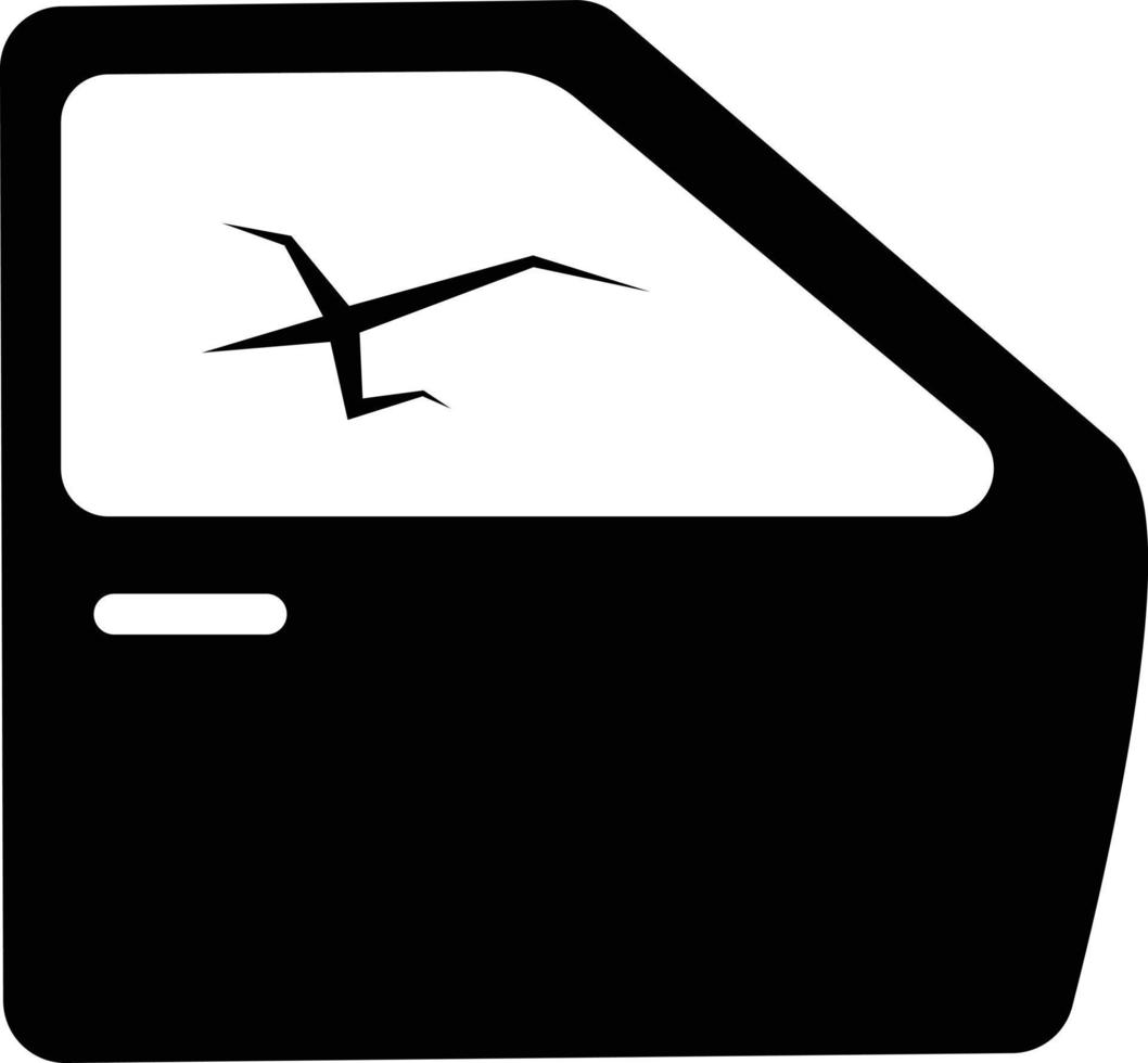 icono de la ventana rota del coche en el fondo blanco. señal de vidrio de coche roto. estilo plano vector