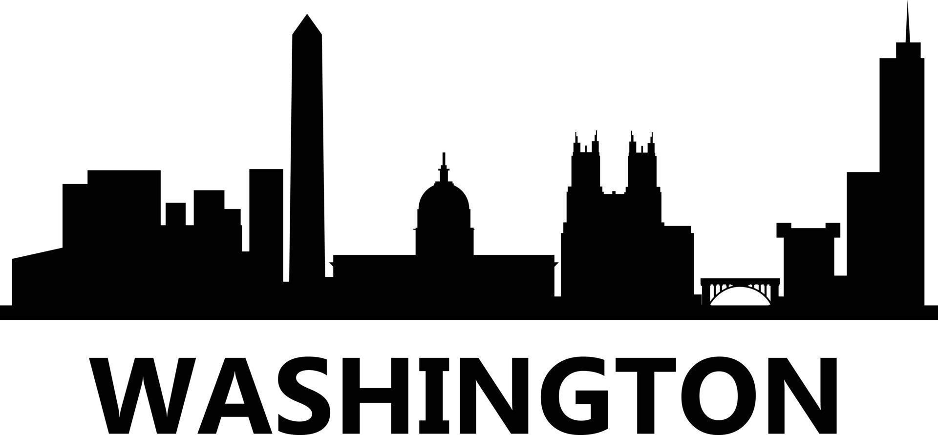 Washington city morning skyline on white background. Washington city skyline horizontal. Washington skyline silhouette. flat style. vector