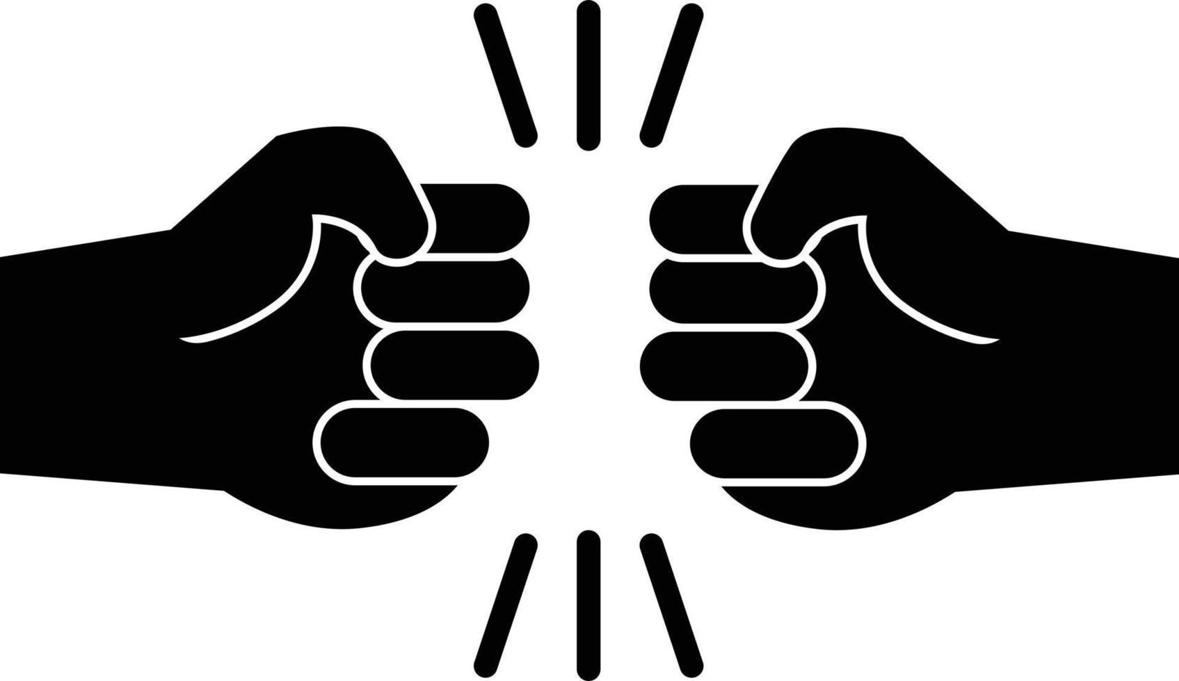 fist bump glyph icon on white background. power five pound sign. two hands fist bump gesture. flat style. vector