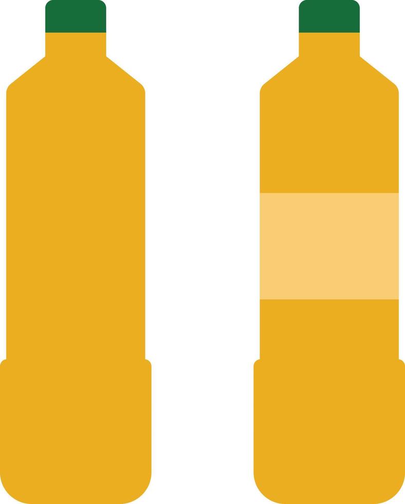 bottle of vegetable oil icon on white background. sunflower oil plastic bottles with and without label. cooking ingredients sign. flat style. vector