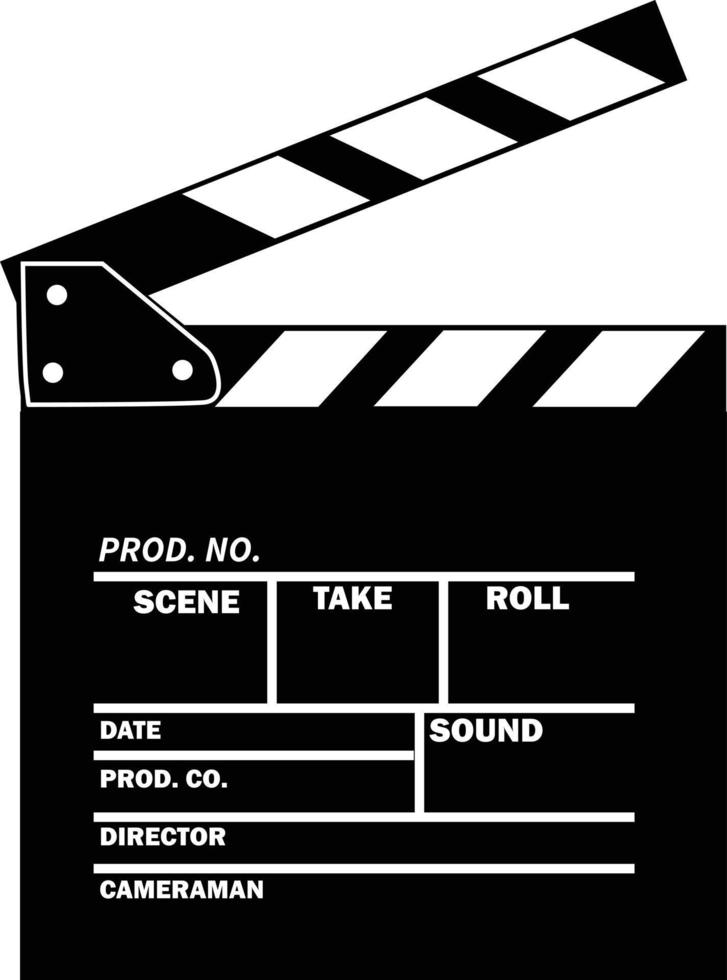 black and white movie slate clipart on white background