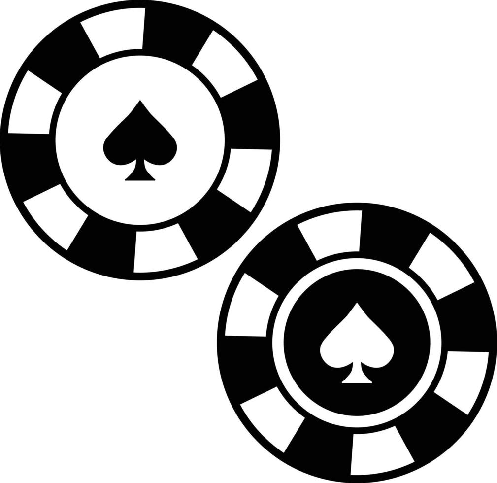 icono de fichas de póquer sobre fondo blanco. signo de fichas de casino. símbolo de ficha de espadas. estilo plano vector